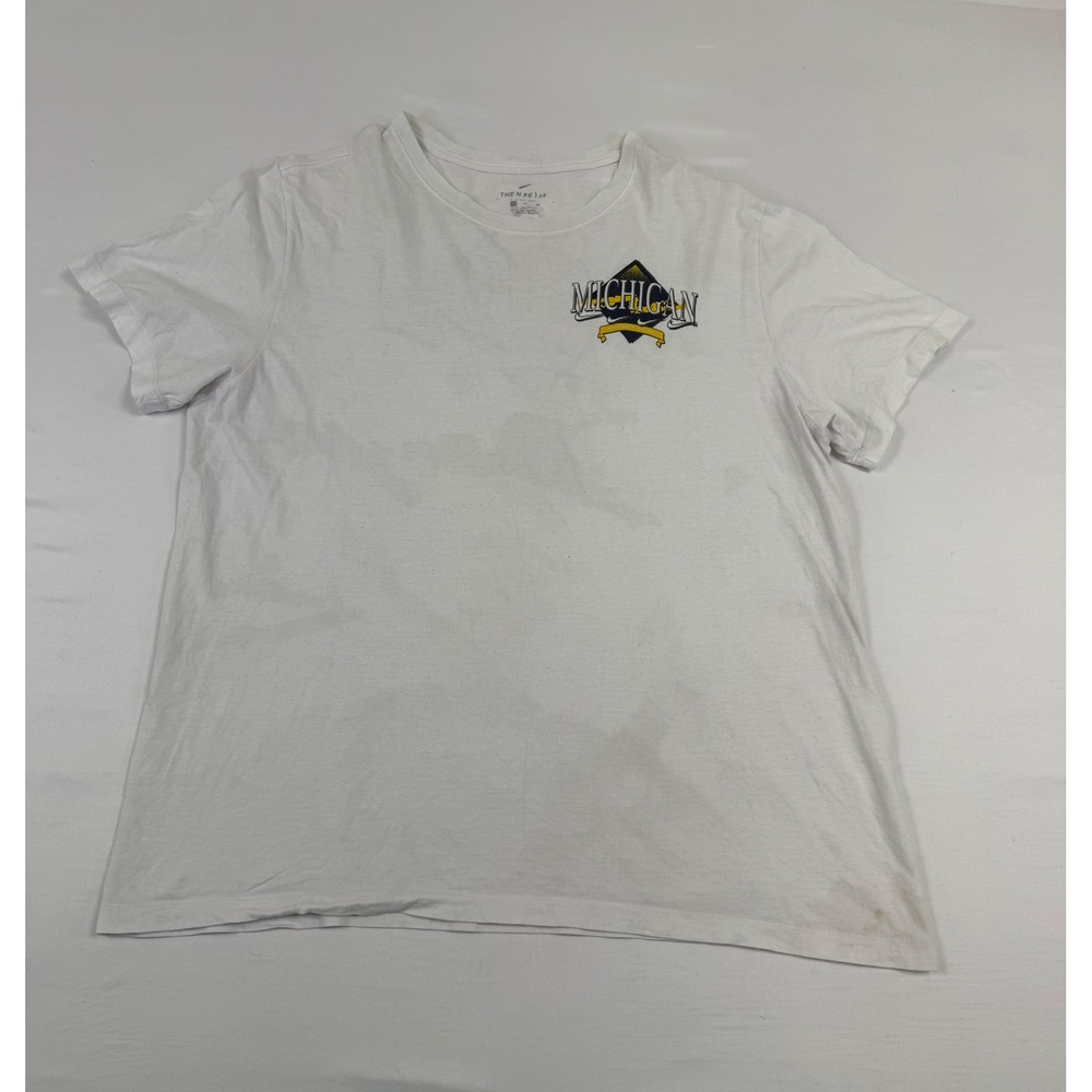 Nike Michigan Wolverines Graphic T-Shirt Mens XL White Short Sleeve Crew Neck